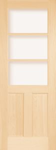 3030 Wood 2 Panel  3 Lite  Transitional Ovolo Single Interior Door