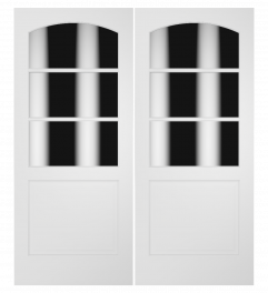 3037C Wood 1 Panel  3 Lite  Transitional Ovolo Arch Lite Double Interior Door