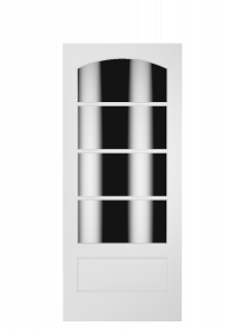 3040C Wood 1 Panel  4 Lite  Transitional Ovolo Arch Top Lite Single Interior Door