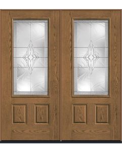 80 Wellesley 3/4 Lite 2 Panel Oak Fiberglass Double Doors , WBD Impact