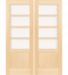 304A Wood 1 Panel  4 Lite  Transitional Ovolo Double Interior Door