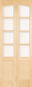 304ACP Wood 1 Panel  4 Lite  Transitional Ovolo Arch Top Lite Bifold