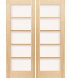 3050 Wood 5 Lite  Transitional Ovolo Double Interior Door
