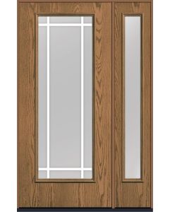 80 Clear Prairie 9 Lite Flat Bar GBG Oak Full Lite Fiberglass Single Door,Sidelite , WBD Impact