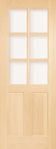 3060 Wood 2 Panel  6 Lite  Transitional Ovolo Single Interior Door