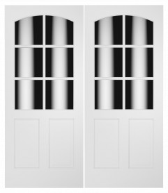3060C Wood 2 Panel  6 Lite  Transitional Ovolo Arch Lite Double Interior Door