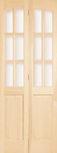 3060CP Wood 1 Panel  6 Lite  Transitional Ovolo Arch Top Lite Bifold