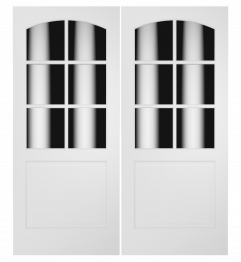 3067C Wood 1 Panel  6 Lite  Transitional Ovolo Arch Lite Double Interior Door