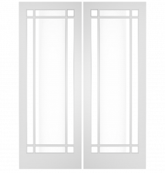 3093 (PRAIRIE) Wood Full Lite Transitional Prairie Ovolo Double Interior Door