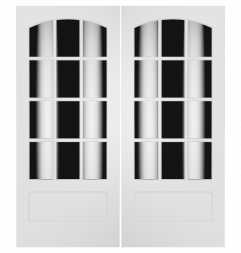 3120C Wood 1 Panel  12 Lite  Transitional Ovolo Arch Lite Double Interior Door