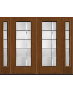 80 Axis Contemporary Modern Full Lite Mahogany Fiberglass Double Door,Sidelites , WBD Impact
