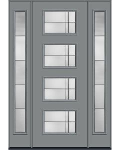 96 Axis Modern Pulse Ari 4-Lite Smooth Fiberglass Single Door,Sidelites , WBD Impact