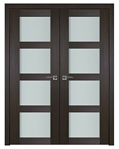 Italia Vetro, Laminated Glass Premium Wenge 4-Lite, Prefinished Interior Double Door