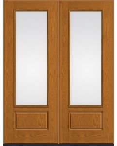 96 Low-E 3/4 Lite 1 Panel Oak Fiberglass Double Doors , WBD Impact