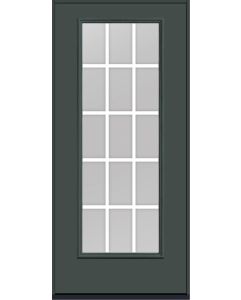 80 Low-E Colonial 15 Lite Flat Bar GBG Smooth Full Lite Fiberglass Single Door , WBD Impact