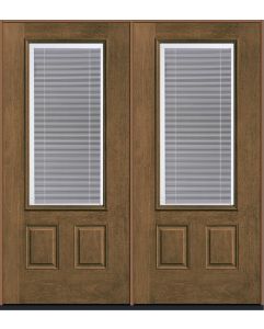 80 Low-E Raise/Tilt Mahogany 3/4 Lite 2 Panel Fiberglass Double Doors , WBD Impact