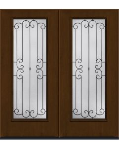 80 Riserva Full Lite Mahogany Fiberglass Double Doors , WBD Impact