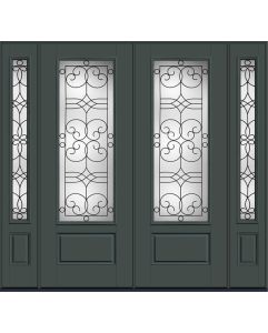 96 Salinas 3/4 Lite 1 Panel Smooth Fiberglass Double Door,Sidelites , WBD Impact