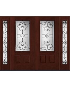 80 Salinas 3/4 Lite 2 Panel Mahogany Fiberglass Double Door,Sidelites , WBD Impact
