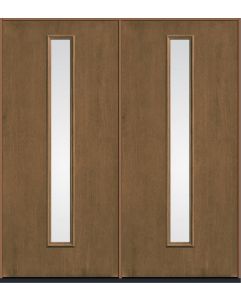 80 Low-E Modern Pulse Linea Centered Mahogany Fiberglass Double Doors , WBD Impact