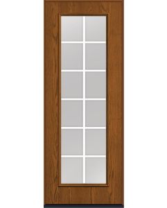 96 Clear Colonial 12 Lite Flat Bar GBG Oak Full Lite Fiberglass Single Door , WBD Impact