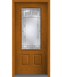 80 Maple Park 3/4 Lite 2 Panel Oak Fiberglass Single Door , WBD Impact