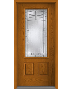 80 Maple Park 3/4 Lite 2 Panel Oak Fiberglass Single Door , WBD Impact