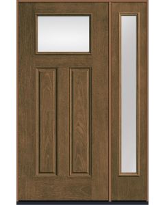 80 Low-E Craftsman Top View 2 Panel Mahogany Fiberglass Single Door,Sidelite , WBD Impact