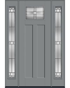 96 Saratoga Craftsman Top View 2 Panel Shaker Smooth Fiberglass Single Door,Sidelites , WBD Impact