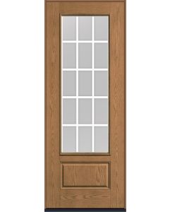 96 Clear Colonial 15 Lite Flat Bar GBG Oak 3/4 Lite 1 Panel Fiberglass Single Door , WBD Impact