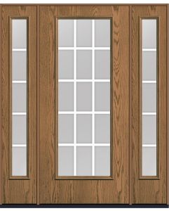 80 Clear Colonial 15 Lite Flat Bar GBG Oak Full Lite Fiberglass Single Door,Sidelites , WBD Impact