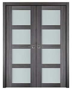 Italia Vetro, Laminated Glass Swiss Elm 4-Lite, Prefinished Interior Double Door