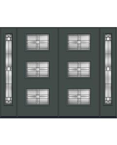 80 Saratoga Modern Pulse Ari 3-Lite Smooth Fiberglass Double Door,Sidelites , WBD Impact