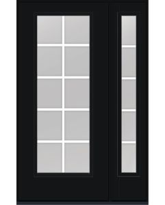 80 Low-E Colonial 10 Lite Flat Bar GBG Smooth Full Lite Fiberglass Single Door,Sidelite , WBD Impact