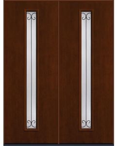 96 Riserva Modern Pulse Linea Centered Mahogany Fiberglass Double Doors , WBD Impact