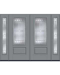 80 Saratoga 3/4 Lite 1 Panel Smooth Fiberglass Double Door,Sidelites , WBD Impact