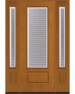 96 Clear Raise/Tilt Oak 3/4 Lite 1 Panel Fiberglass Single Door,Sidelites , WBD Impact