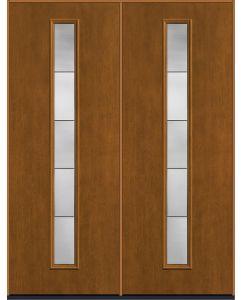 96 Axis Modern Pulse Linea Centered Mahogany Fiberglass Double Doors , WBD Impact