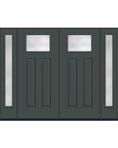 80 Rainglass Craftsman Top View 2 Panel Smooth Fiberglass Double Door,Sidelites , WBD Impact