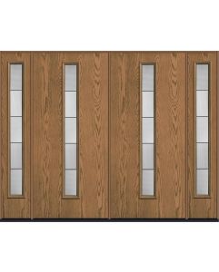 80 Axis Modern Pulse Linea Centered Oak Fiberglass Double Door,Sidelites , WBD Impact