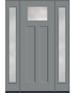 96 Rainglass Craftsman Top View 2 Panel Shaker Smooth Fiberglass Single Door,Sidelites , WBD Impact
