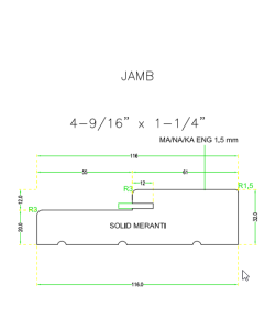 Mahogany (Meranti) Jamb 4.56x1.25x87 for 1-3/4 Doors