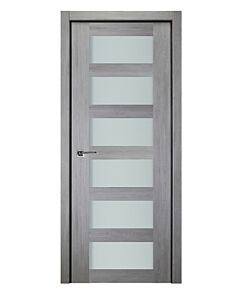 Italia Vetro, Laminated Glass Light Grey 6-Lite, Prefinished Interior Single Door