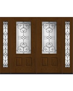 80 Salinas 3/4 Lite 2 Panel Oak Fiberglass Double Door,Sidelites , WBD Impact