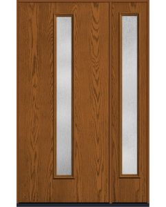 80 Rainglass Modern Pulse Linea Centered Oak Fiberglass Single Door,Sidelite , WBD Impact
