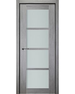 Italia French 4-Lite, Light Grey Prefinished Interior Single Door