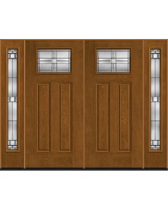 80 Saratoga Craftsman Top View 2 Panel Mahogany Fiberglass Double Door,Sidelites , WBD Impact