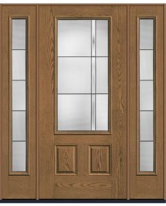 80 Axis 3/4 Lite 2 Panel Oak Fiberglass Single Door,Sidelites , WBD Impact