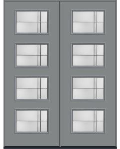 96 Axis Modern Pulse Ari 4-Lite Smooth Fiberglass Double Doors , WBD Impact