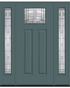 80 Maple Park Craftsman Top View 2 Panel Smooth Fiberglass Single Door,Sidelites , WBD Impact